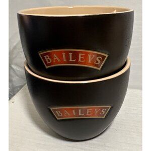 Baileys Irish Cream Mugs Ceramic Set of 2 Dark Brown Sipping Cups
